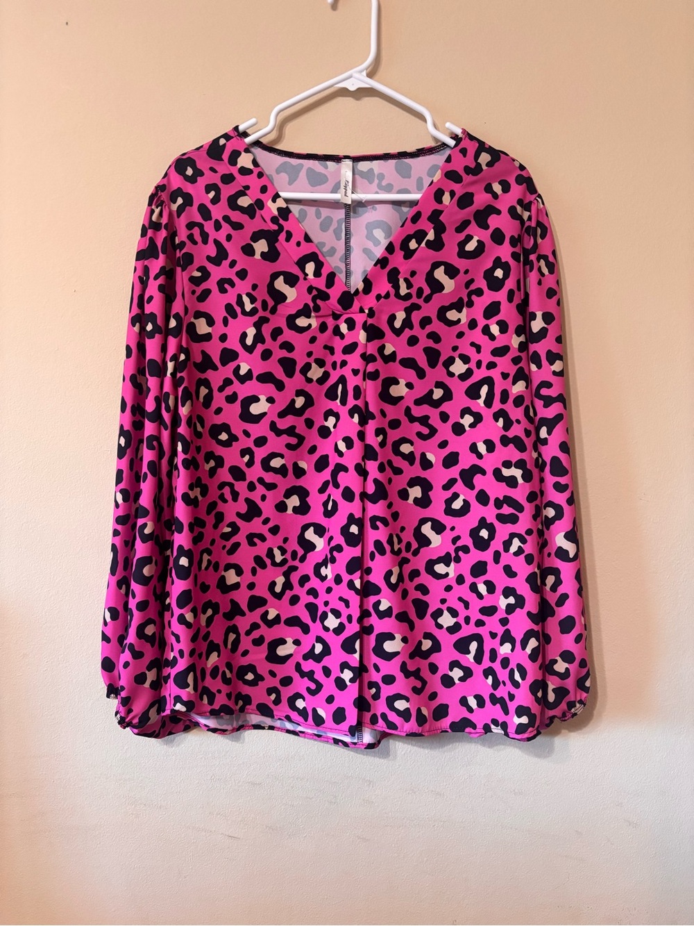 Lily Pad Hot Pink Leopard Print V-Neck Blouse